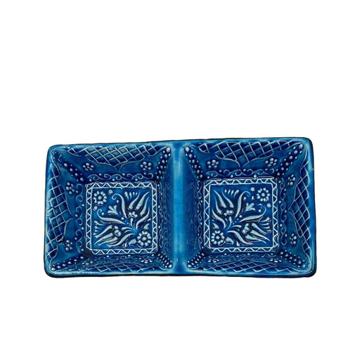 2-in-1 Snack&Dip Bowl Combination, Squares, Blue - Kozeenest