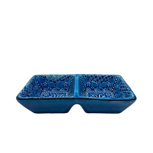 2-in-1 Snack&Dip Bowl Combination, Squares, Blue - Kozeenest