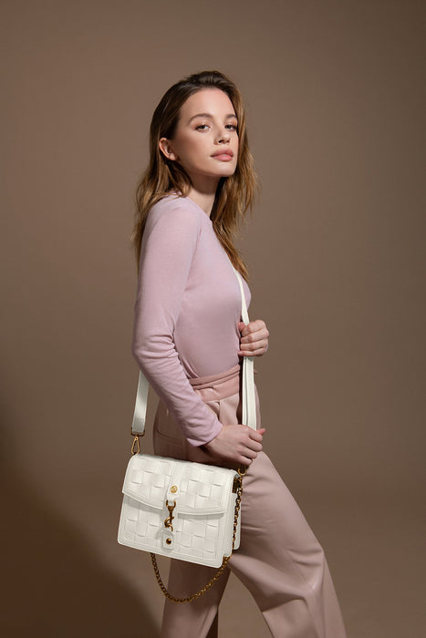 Daisy White Vegan Shoulder & Crossbody Bag-9