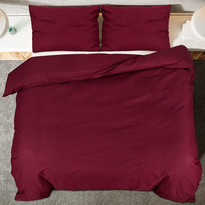 vidaXL Duvet Cover Set Bordeaux 140x200 cm Cotton