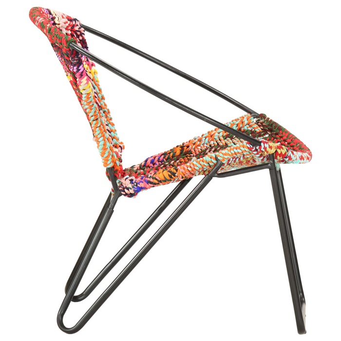 vidaXL Circle Chair Multicolours Chindi Fabric - Ergonomic Design, Handwoven Cotton Upholstery, Sturdy Steel Frame