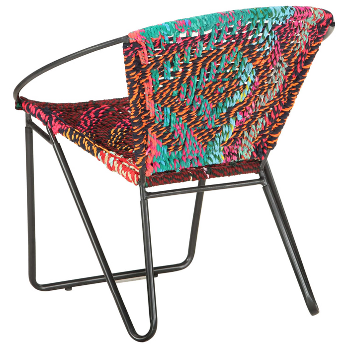 vidaXL Circle Chair Multicolours Chindi Fabric - Ergonomic Design, Handwoven Cotton Upholstery, Sturdy Steel Frame