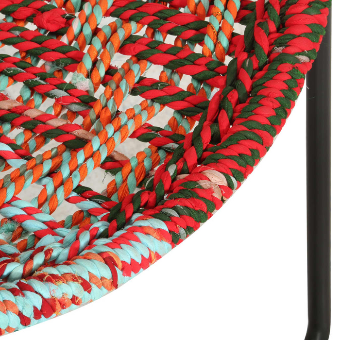 vidaXL Circle Chair Multicolours Chindi Fabric - Ergonomic Design, Handwoven Cotton Upholstery, Sturdy Steel Frame