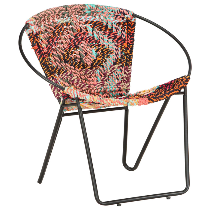 vidaXL Circle Chair Multicolours Chindi Fabric - Ergonomic Design, Handwoven Cotton Upholstery, Sturdy Steel Frame