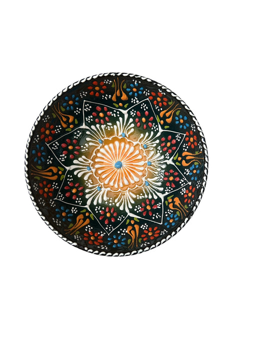 Handmade Ceramic Bowl Mexican Teal Blue and Orange 15cm-1