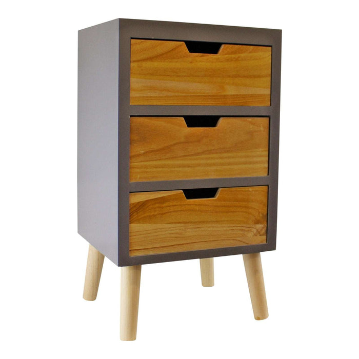 3 Drawer Chest In Grey Finish With Natural Drawers With Removable Legs - Kozeenest