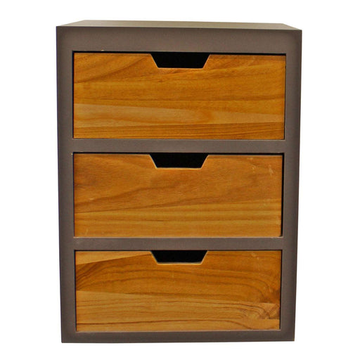 3 Drawer Chest In Grey Finish With Natural Drawers With Removable Legs - Kozeenest