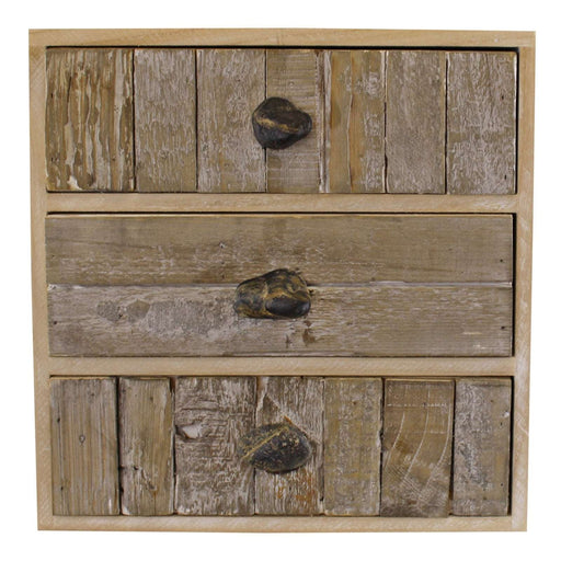 3 Drawer Unit, Driftwood Effect Drawers With Pebble Handles - Kozeenest