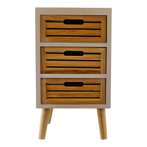 3 Drawer Unit In White With Natural Wooden Drawers With Removable Legs - Kozeenest