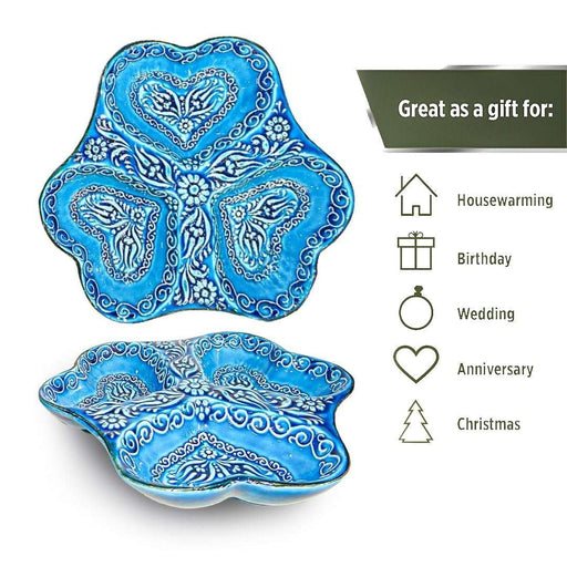 3-in-1 Snack&Dip Bowl Combination, Heart, Blue - Kozeenest