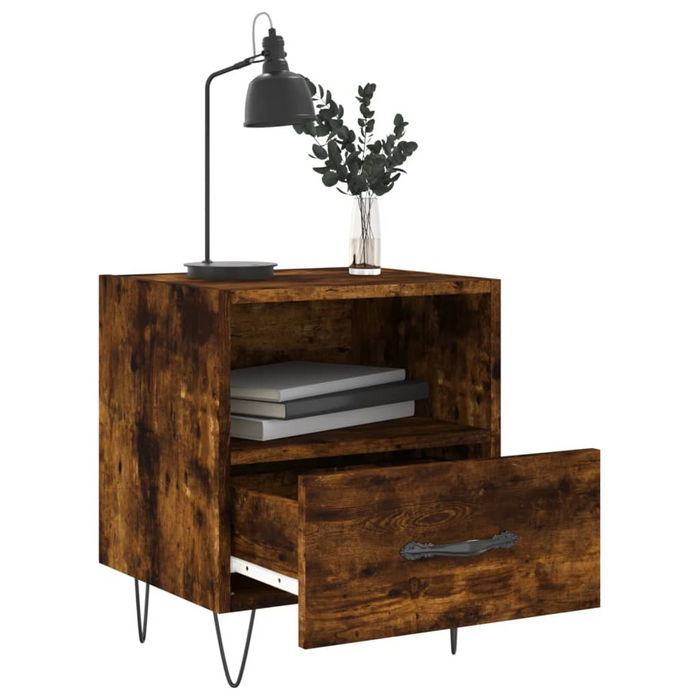 vidaXL Bedside Cabinet Smoked Oak 40x35x47.5 cm Engineered Wood