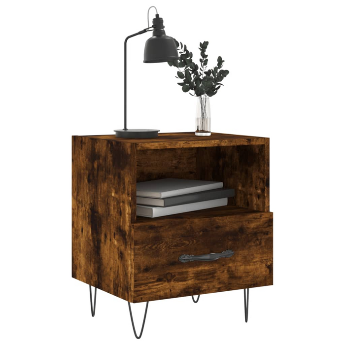 vidaXL Bedside Cabinet Smoked Oak 40x35x47.5 cm Engineered Wood