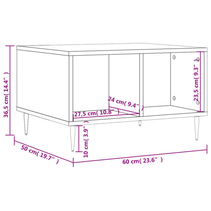 vidaXL Coffee Table Black 60x50x36.5 cm Engineered Wood