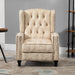 Studded Upholstered Reclining Armchair w/ Retractable Footrest Beige-6