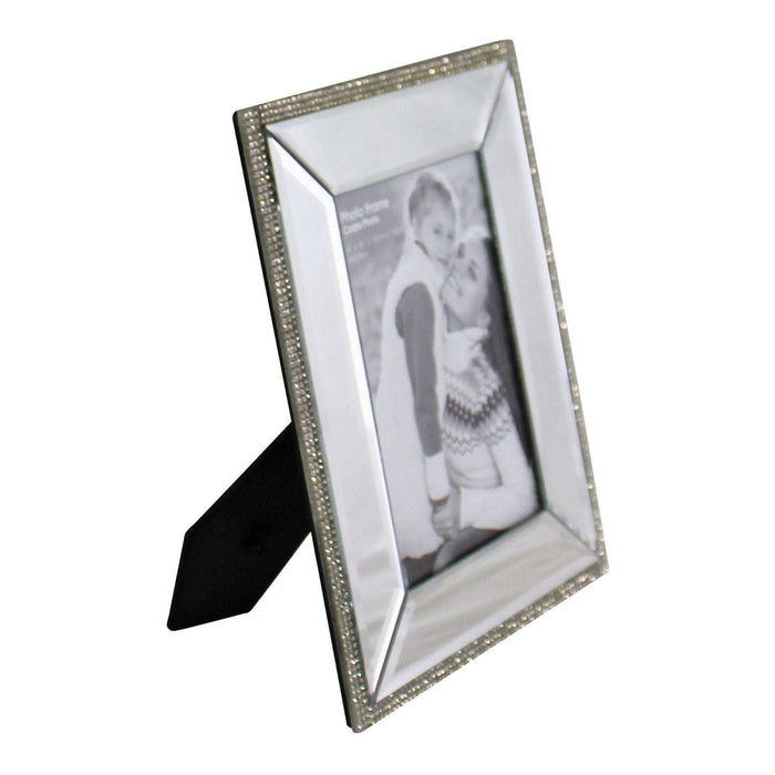 4 x 6 Mirrored Freestanding Photo Frame With Crystal Detail - Kozeenest