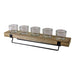 5 Piece Glass, Wood & Metal Tealight Holder - Kozeenest