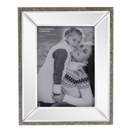 5 x 7 Mirrored Freestanding Photo Frame With Crystal Detail - Kozeenest