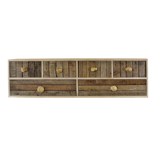 6 Drawer Unit, Driftwood Effect Drawers With Pebble Handles, Freestanding or Wall Mountable - Kozeenest