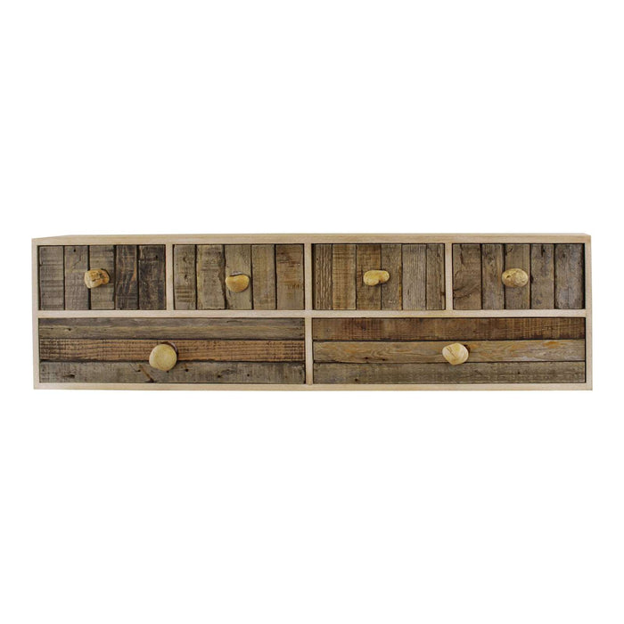 6 Drawer Unit, Driftwood Effect Drawers With Pebble Handles, Freestanding or Wall Mountable - Kozeenest