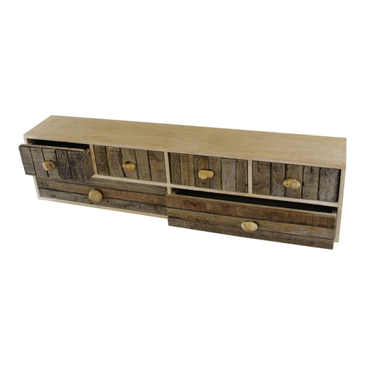 6 Drawer Unit, Driftwood Effect Drawers With Pebble Handles, Freestanding or Wall Mountable - Kozeenest