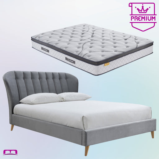 Double Premium Package | Elm Double Bed Grey & SleepSoul Heaven Mattress-0