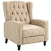 Studded Upholstered Reclining Armchair w/ Retractable Footrest Beige-0