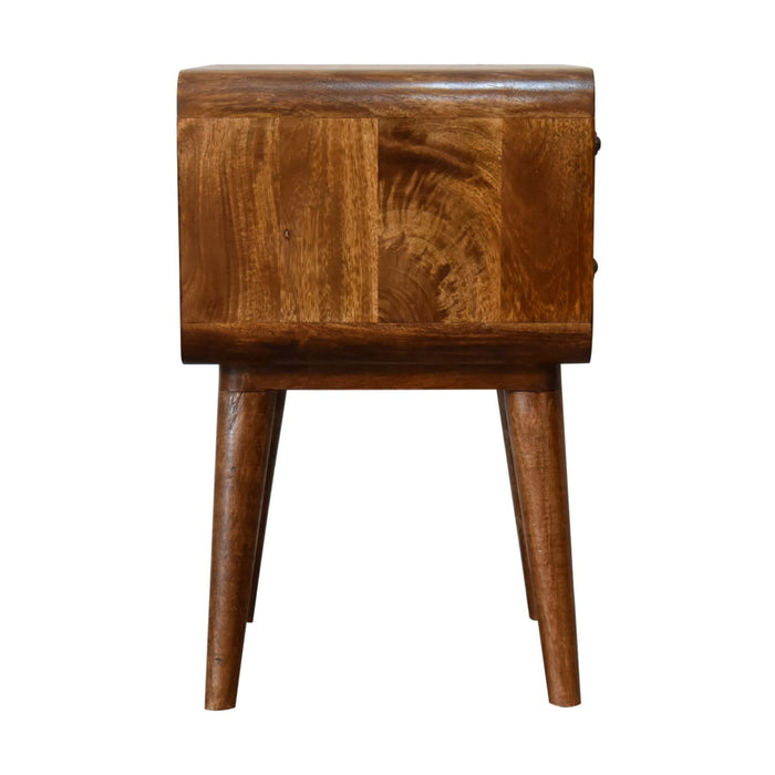 curved chestnut bedside