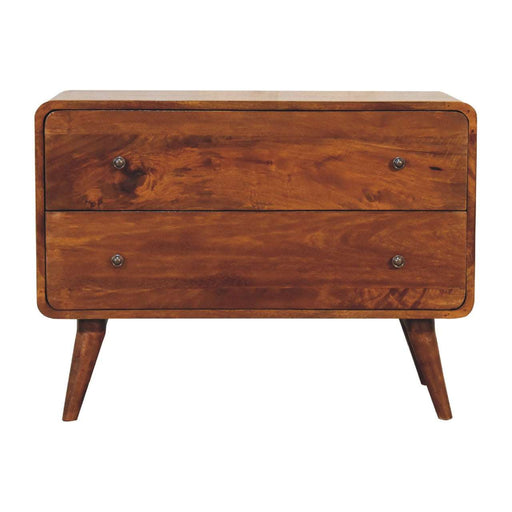 in3410 2 drawer curved chestnut chest