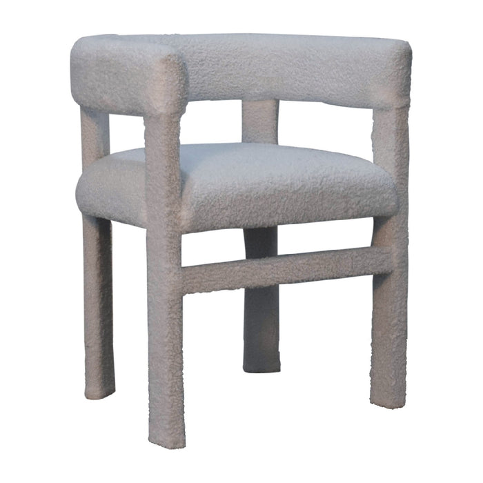 in3484 white boucle occassional chair