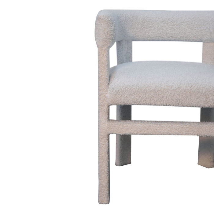 in3484 white boucle occassional chair