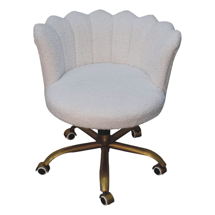 in3485 white boucle swival chair