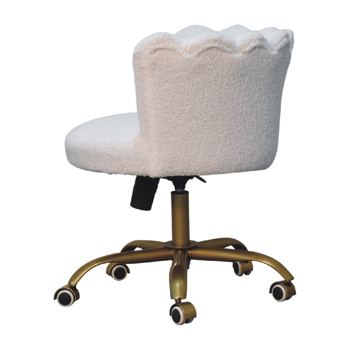 in3485 white boucle swival chair