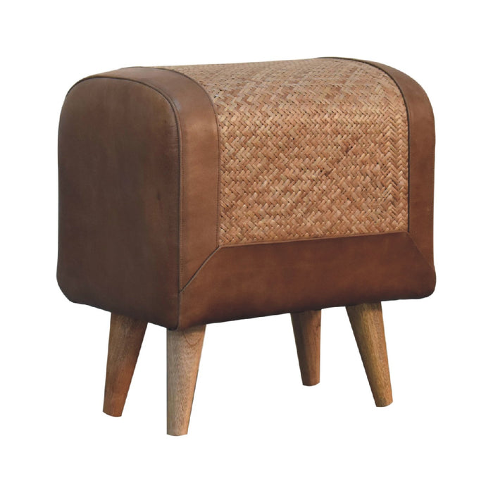 in3492 seagrass buffalo hide square nordic footstool