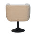 in3535 cream boucle black base swivel arm chair