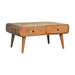 in3570 2 drawer curved oak ish coffee table