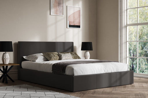 Madrid Faux Leather Ottoman Bed Grey - Super King-0