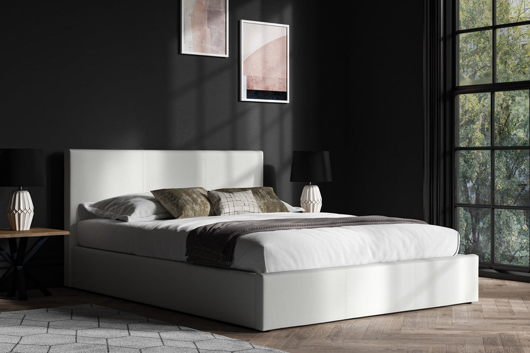 Madrid Faux Leather Ottoman Bed White - Super King-0