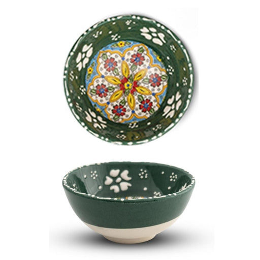 Handmade Ceramic Bowl Mexican Dark Green 12cm-0