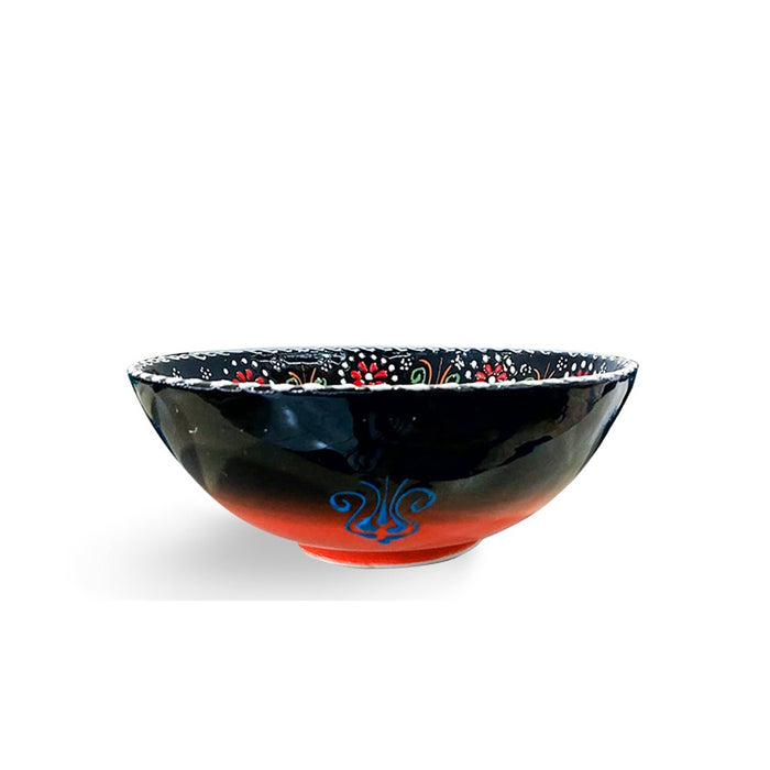 Handmade Ceramic Bowl Mexican Dark Green to Red 21cm-0