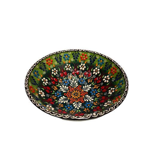 Handmade Ceramic Bowl Mexican Green to Dark Green 21cm-1