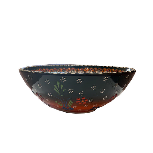 Handmade Ceramic Bowl Mexican Black to Orange 21cm-0