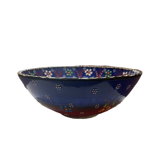 Handmade Ceramic Bowl Mexican Navy to Red 21cm-0