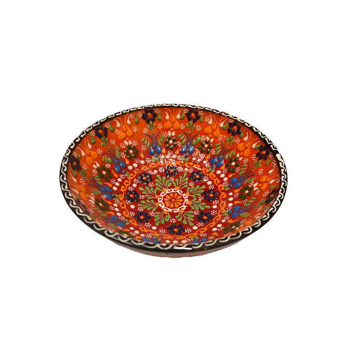 Handmade Ceramic Bowl Mexican Orange to Red 21cm-1