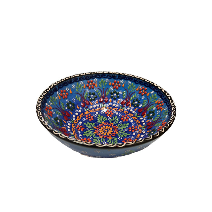 Handmade Ceramic Bowl Mexican Blue to Navy 21cm-1