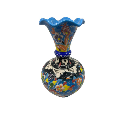 Ceramic Vase Tulip Blue with Flowers-1