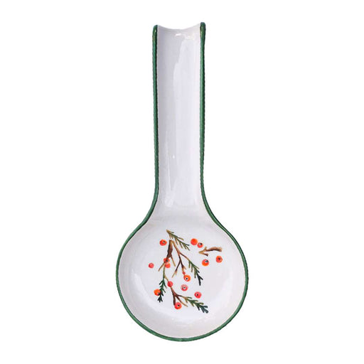 Ceramic Spoon Rest Flower White Green 28cm-0