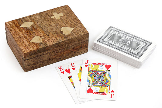 Playing Cards In Wooden Box - Kozeenest