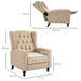 Studded Upholstered Reclining Armchair w/ Retractable Footrest Beige-2