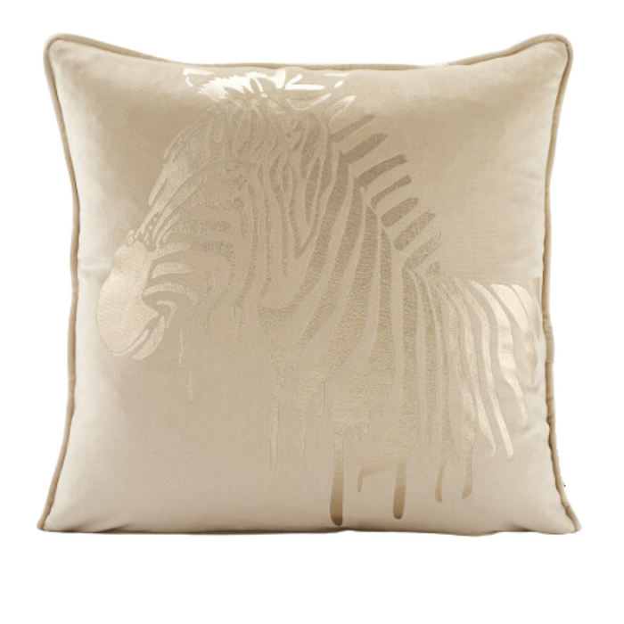 Velvet Cushion Cover with Zebra Design Gold Stamping-0