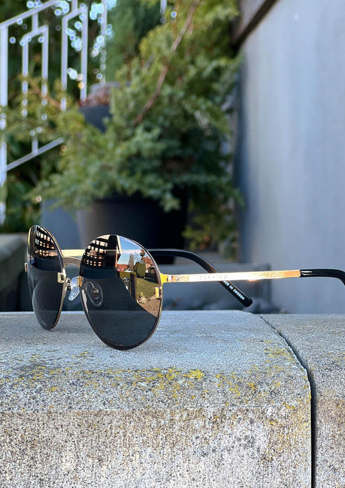 Titanium Round Sunglasses - V2 - 24K GOLD Plated-6